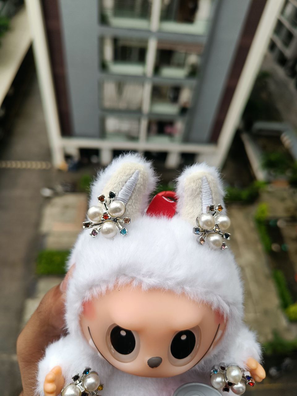 Custom White Labubu Plush Doll with Brooch, Kawaii Edgy Toy, Coca-Cola Edition, Tattoo-Inspired Plush, Quirky Collectible Gift for Her